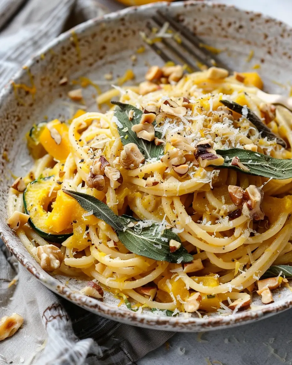 Brown Butter Acorn Squash Pasta with Toasted Hazelnuts Bliss